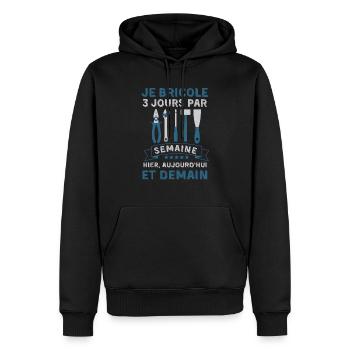 Je bricole tous les jours - Sweat à capuche Premium bio Homme - noir - Devant - Nico (187cm)