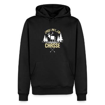 Je peux pas j ai chasser - Sweat à capuche Premium bio Homme - noir - Devant - Nico (187cm)