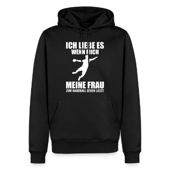 Joueur de Handball Cadeau Handball - Sweat à capuche Premium bio Homme - noir - Devant - Nico (187cm)