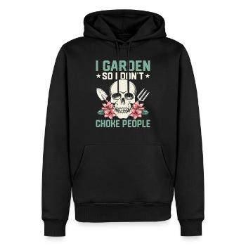 Je jardine pour ne pas étouffer les gens Jardin botanique - Sweat à capuche Premium bio Homme - noir - Devant - Nico (187cm)