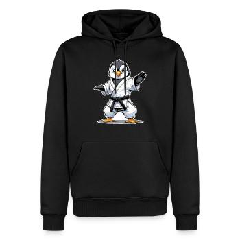 Arts martiaux Pingouin Karaté, Kung Fu, Judo - Sweat à capuche Premium bio Homme - noir - Devant - Nico (187cm)