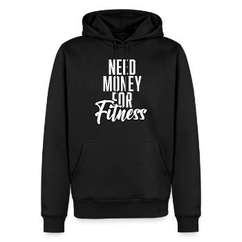 Need Money For Fitness - Men’s Premium Organic Hoodie - black - Front - Nico (187cm)