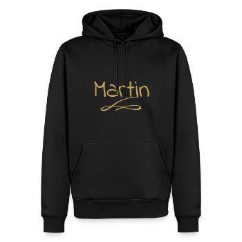 martin - Männer Premium Bio Hoodie - Schwarz - Vorne - Nico (187cm)