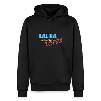 Cafe für Laura Koffein Spruch - Männer Premium Bio Hoodie - Schwarz - Vorne - Nico (187cm)
