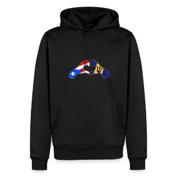 Drapeau de la Barbade Bayan barbadien - Sweat à capuche Premium bio Homme - noir - Devant - Nico (187cm)