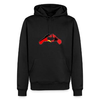Drapeau albanais Aigle albanais Shqiponja - Sweat à capuche Premium bio Homme - noir - Devant - Nico (187cm)