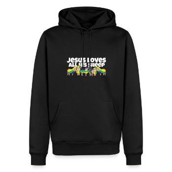 Jésus aime toutes ses brebis LGBTQ fier allié gay - Sweat à capuche Premium bio Homme - noir - Devant - Nico (187cm)