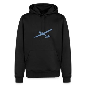Sky Glider: Silhouette of a glider - Men’s Premium Organic Hoodie - black - Front - Nico (187cm)