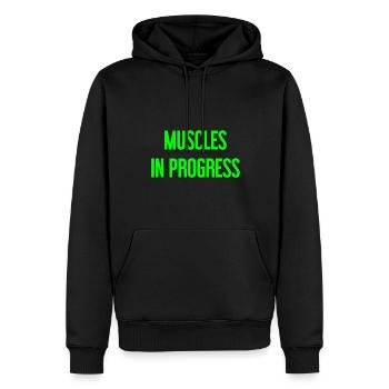 Muscles en progression - Sweat à capuche Premium bio Homme - noir - Devant - Nico (187cm)
