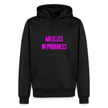 Muscles en progression - Sweat à capuche Premium bio Homme - noir - Devant - Nico (187cm)