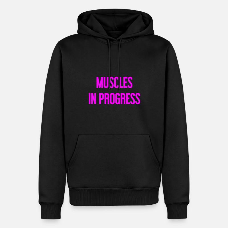 Muscles in Progress - Männer Premium Bio Hoodie - Schwarz