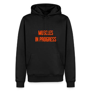 Muscles en progression - Sweat à capuche Premium bio Homme - noir - Devant - Nico (187cm)