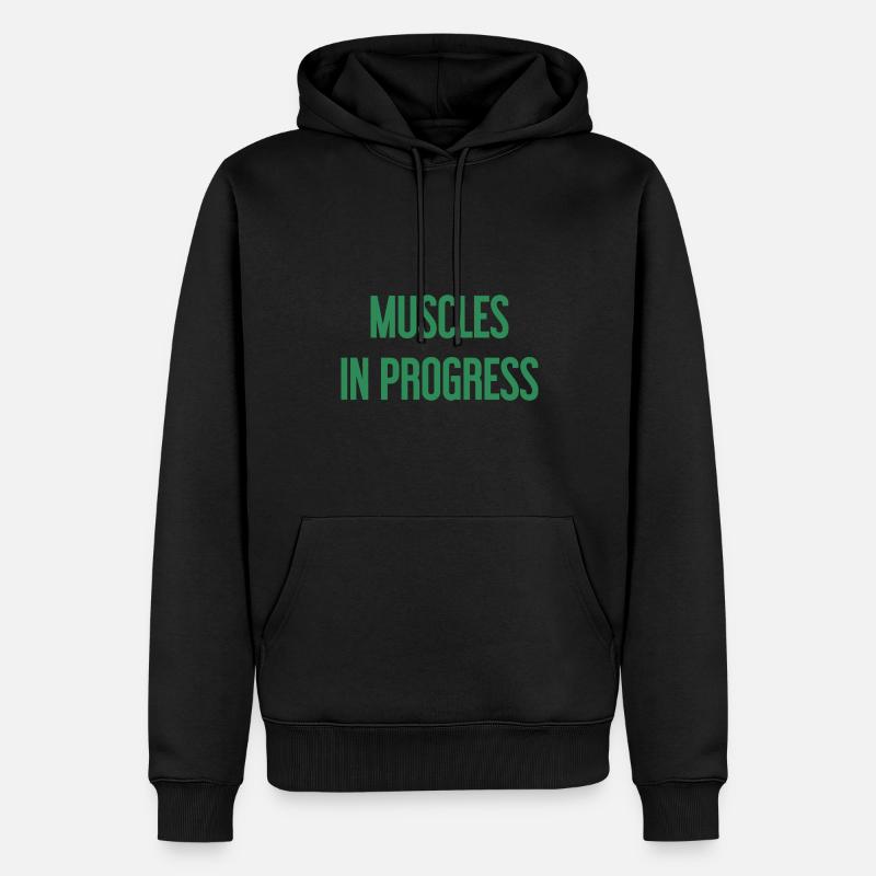 Muscles in Progress - Männer Premium Bio Hoodie - Schwarz