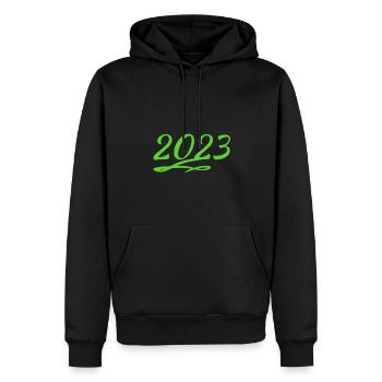 2023 - Männer Premium Bio Hoodie - Schwarz - Vorne - Nico (187cm)
