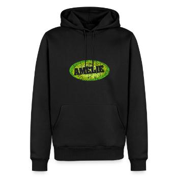 Retro Amelie mit Kratzer als Geschenkidee - Männer Premium Bio Hoodie - Schwarz - Vorne - Nico (187cm)