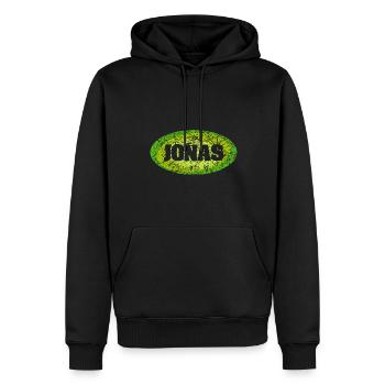 Jonas - Männer Premium Bio Hoodie - Schwarz - Vorne - Nico (187cm)