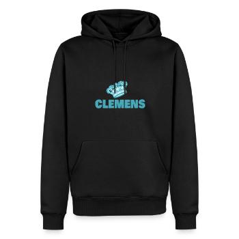 First name Clemens - Men’s Premium Organic Hoodie - black - Front - Nico (187cm)