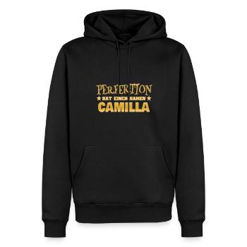 Nom de femme Camilla - Sweat à capuche Premium bio Homme - noir - Devant - Nico (187cm)