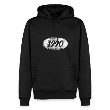 Liberté 1990 - Sweat à capuche Premium bio Homme - noir - Devant - Nico (187cm)