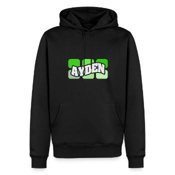 Name Ayden - Männer Premium Bio Hoodie - Schwarz - Vorne - Nico (187cm)