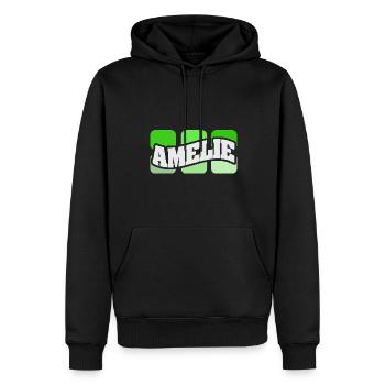 Navn Amelie - Herre Premium økologisk hoodie - sort - Foran - Nico (187cm)
