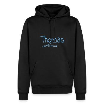 Thomas - Männer Premium Bio Hoodie - Schwarz - Vorne - Nico (187cm)
