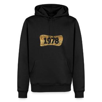 1978 - Sweat à capuche Premium bio Homme - noir - Devant - Nico (187cm)
