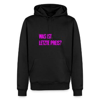 Quel est le dernier prix ? - Sweat à capuche Premium bio Homme - noir - Devant - Nico (187cm)