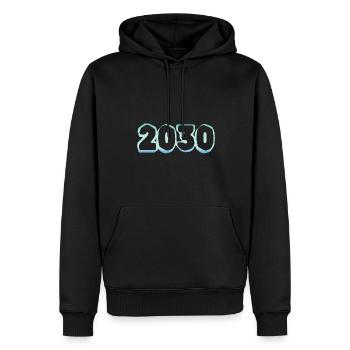 2030 - Männer Premium Bio Hoodie - Schwarz - Vorne - Nico (187cm)