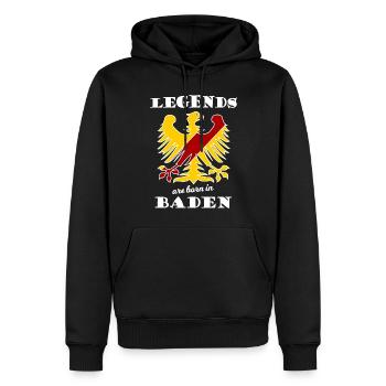 Les légendes badoises - Sweat à capuche Premium bio Homme - noir - Devant - Nico (187cm)