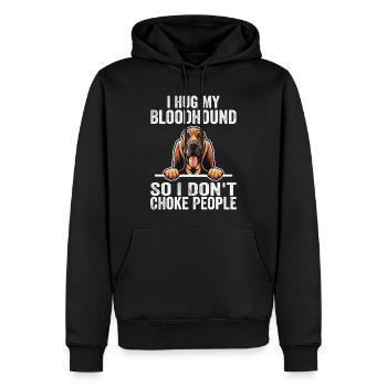 Ich umarme meinen Bluthund, damit ich die Leute nicht ersticke - Männer Premium Bio Hoodie - Schwarz - Vorne - Nico (187cm)