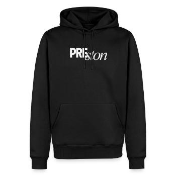 Nom personnel de Preston - Sweat à capuche Premium bio Homme - noir - Devant - Nico (187cm)