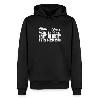 Relax The Horticulturist Is Here - Men’s Premium Organic Hoodie - black - Front - Nico (187cm)