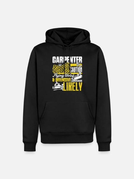 Carpenter Caution Flying Tools - Men’s Premium Organic Hoodie - black