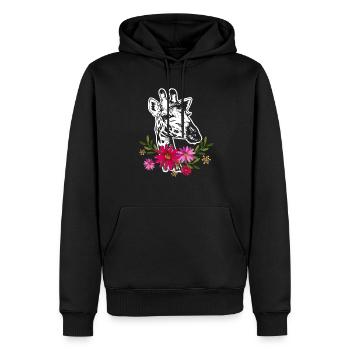 Giraffe With Flowers - Men’s Premium Organic Hoodie - black - Front - Nico (187cm)