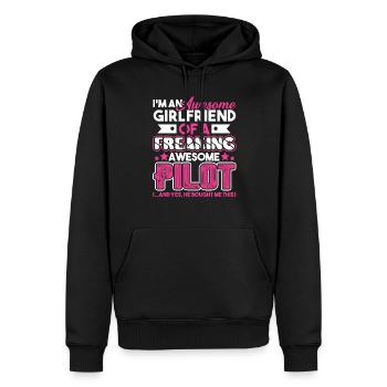 Pilot Proud Pilot Girlfriend - Men’s Premium Organic Hoodie - black - Front - Nico (187cm)