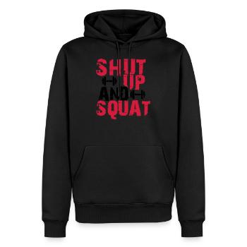 Shut up and squat - Männer Premium Bio Hoodie - Schwarz - Vorne - Nico (187cm)