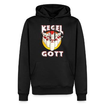 Kegelgott - Angry Pins - RAHMENLOS Bestseller - Männer Premium Bio Hoodie - Schwarz - Vorne - Nico (187cm)