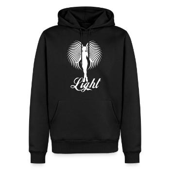 light wite - Sweat à capuche Premium bio Homme - noir - Devant - Nico (187cm)