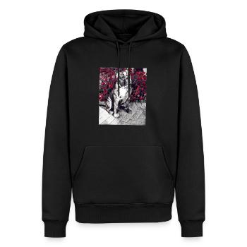 Bulldog08 - Männer Premium Bio Hoodie - Schwarz - Vorne - Nico (187cm)