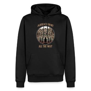 In der Luft - Der ganze Weg - Männer Premium Bio Hoodie - Schwarz - Vorne - Nico (187cm)