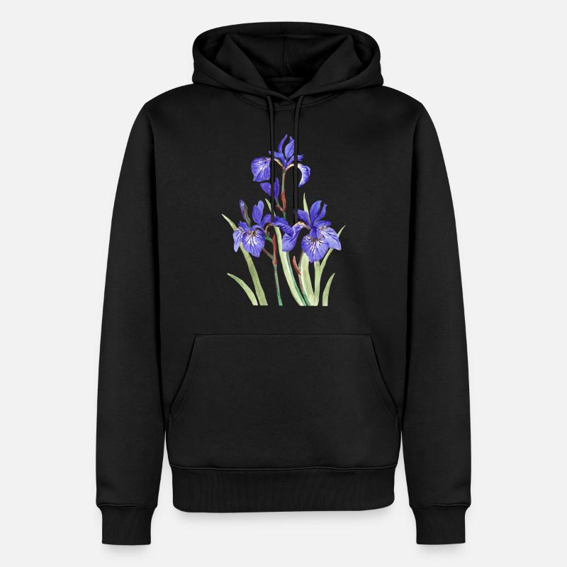 Lila Iris - Männer Premium Bio Hoodie - Schwarz