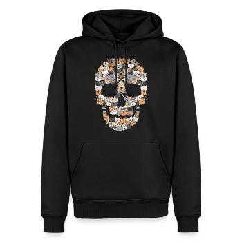 Crâne chats | Cadeau tête de chat chaton - Sweat à capuche Premium bio Homme - noir - Devant - Nico (187cm)