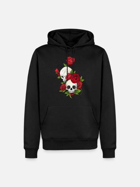 Skull and Rose - Men’s Premium Organic Hoodie - black