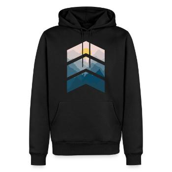 Randonnée homme montagnes escalade soleil nature graphique p - Sweat à capuche Premium bio Homme - noir - Devant - Nico (187cm)