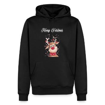 Noël Rudolf Merry Christmas - Sweat à capuche Premium bio Homme - noir - Devant - Nico (187cm)