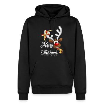 Rudolf Rennier Noël - Sweat à capuche Premium bio Homme - noir - Devant - Nico (187cm)