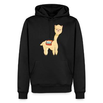 Alpaga - animal mignon avec couverture au dos - Sweat à capuche Premium bio Homme - noir - Devant - Nico (187cm)