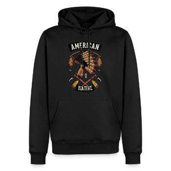 Amerikanische Ureinwohner Indianer T-Shirt - Männer Premium Bio Hoodie - Schwarz - Vorne - Nico (187cm)
