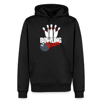 ÉQUIPE DE BOWLING - Sweat à capuche Premium bio Homme - noir - Devant - Nico (187cm)